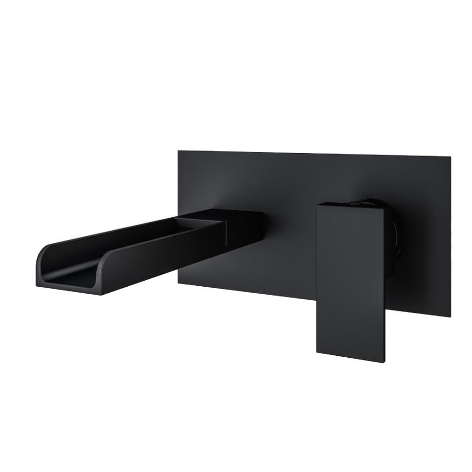 Aquarius Bathrooms Wall Mounted Basin Tap Matt Black Aquarius Angle Waterfall Wall Mounted Basin Mixer Tap