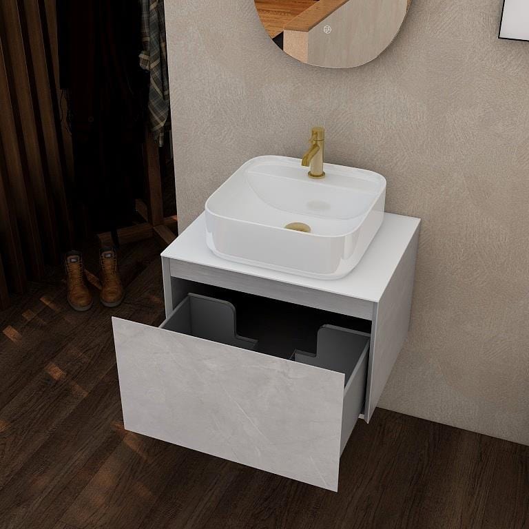 Aquarius Wall Mounted Unit Aquarius JF-Series 600mm Single Drawer Vanity Unit with Countertop