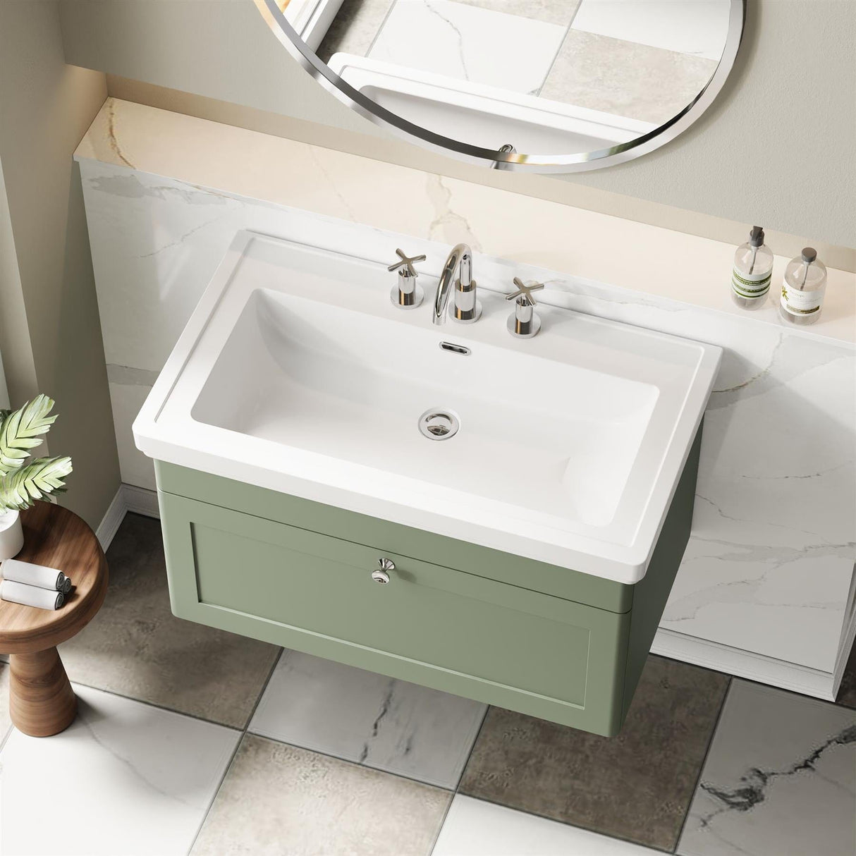 Aquarius Bathrooms Wall Mounted Vanity Unit Aquarius Leighton 800mm Wall Mounted One Drawer Vanity Unit with Basin