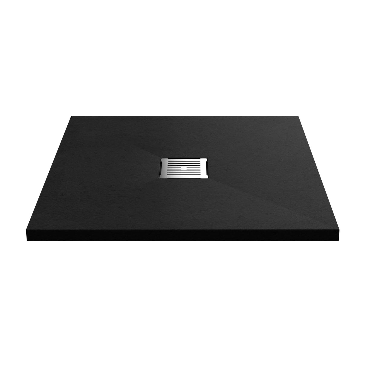Aquarius Bathrooms Square Shower Tray Aquarius Urbano Slimline 33mm Slate Effect Square Stone Resin Shower Tray in Black Slate