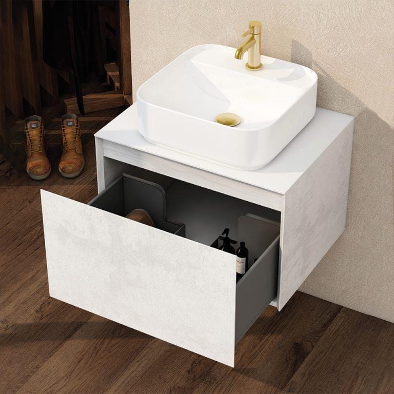 Aquarius Wall Mounted Unit Aquarius JF-Series 600mm Single Drawer Vanity Unit with Countertop