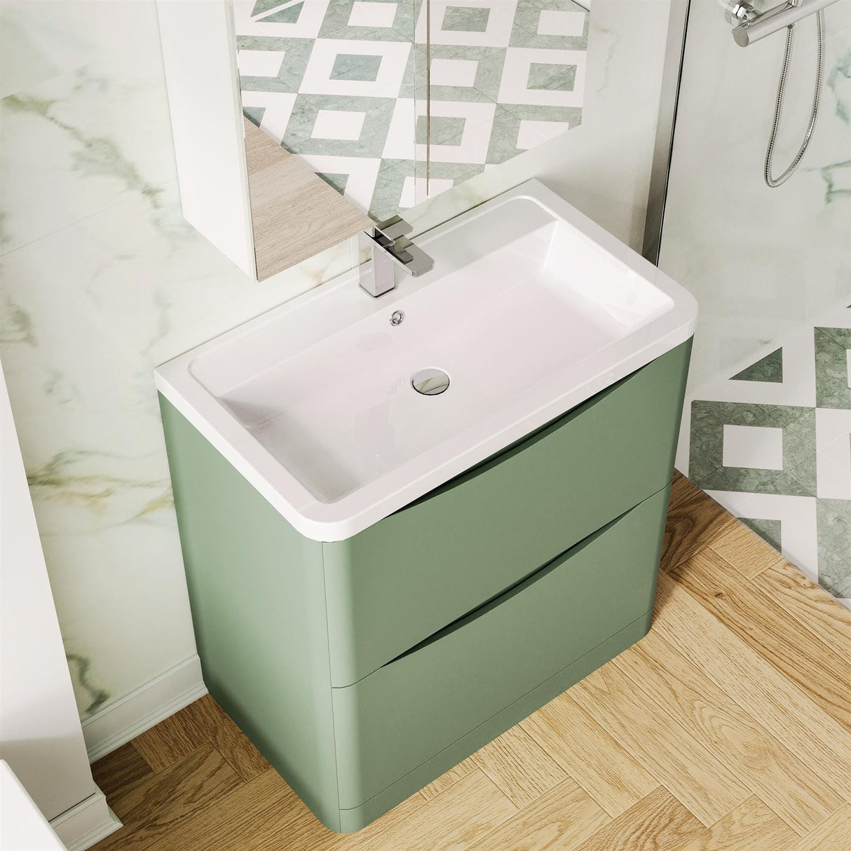 Aquarius Bathrooms Floor Standing Vanity Unit Aquarius Seren 800mm Floor Standing Two Drawer Vanity Unit with Basin