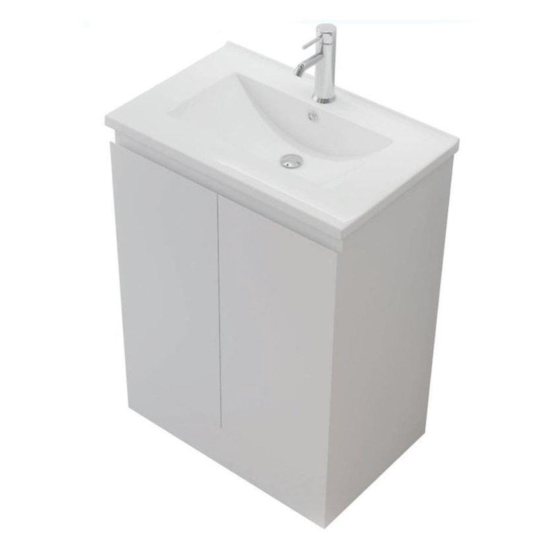 Aquarius Bathrooms Vanity Unit Aquarius Halite Waterproof White Vanity Unit and 1TH Basin
