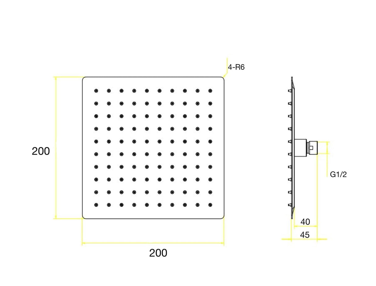 Aquarius Bathrooms Shower Head Aquarius Modern Square Over Head 200mm Shower Head Chrome AQ601028