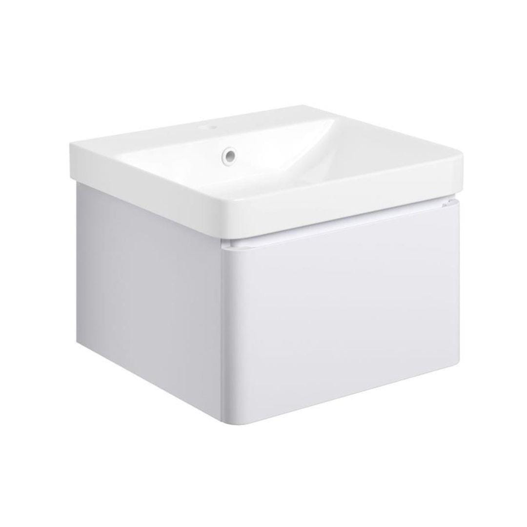 Aquarius Bathrooms Wall Mounted Vanity Unit 500mm / Matt White Aquarius Sophie Wall Hung One Drawer Vanity Unit with 1 Tap Hole Basin