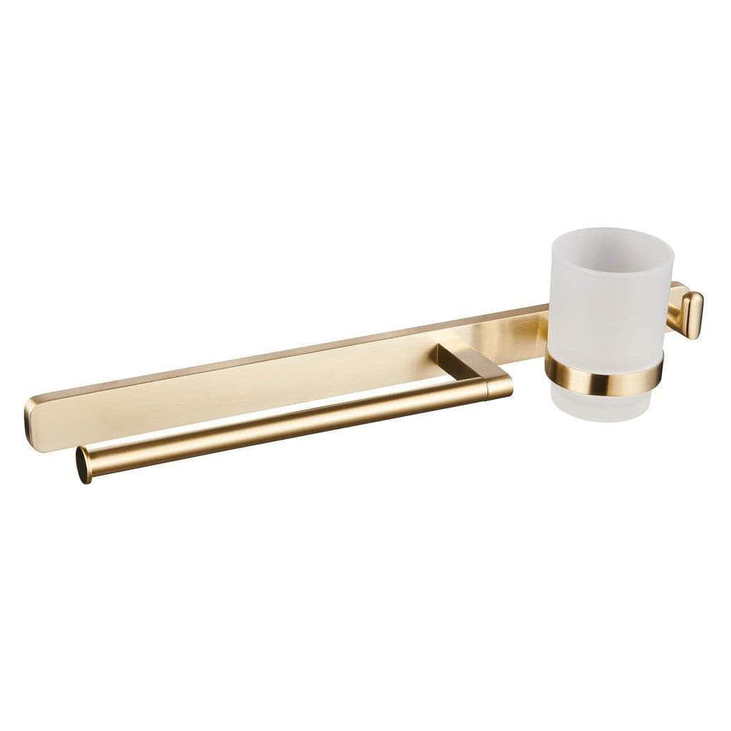 Aquarius Bathrooms Accessory Set Aquarius Auro Towel Ring, Hook and Tumbler Holder Brushed Brass AQAU52442