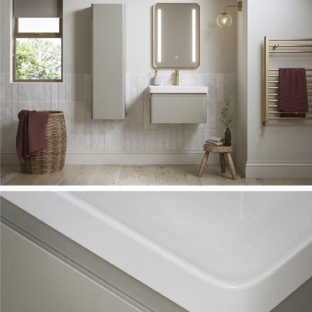 Aquarius Wall Mounted Vanity Unit 805mm / Matt Latte Aquarius Sophie Vanity Unit with 1 Taphole Basin
