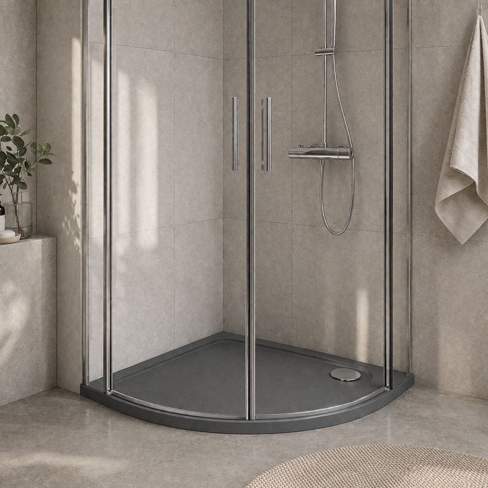 Aquarius Urbano Quadrant 45mm Stone Resin Shower Tray in Slate Grey