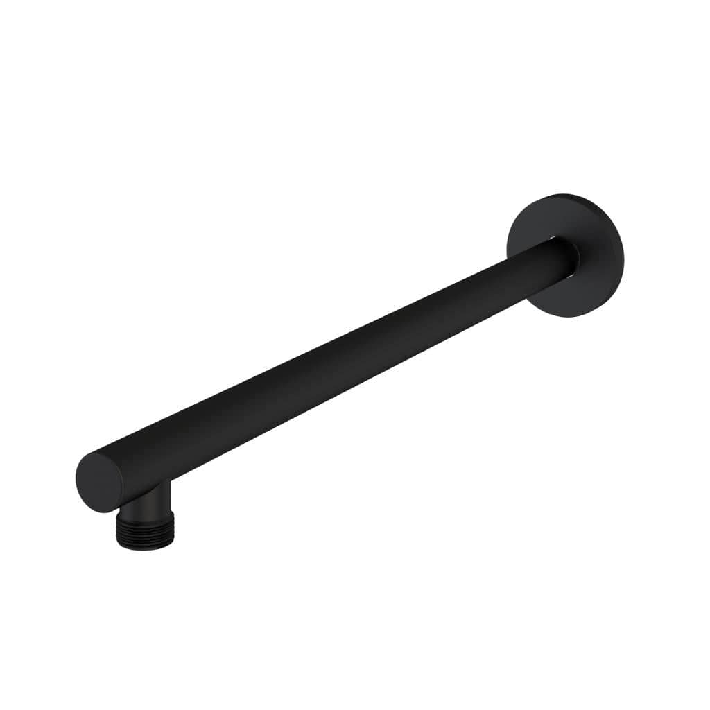 Aquarius Bathrooms Shower Arm Aquarius Modern Round Fixed Over Head Shower Arm Matt Black AQ601014