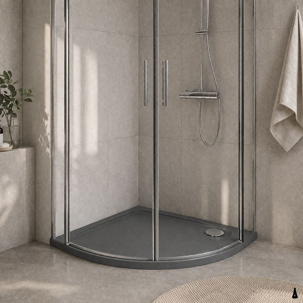 Aquarius Urbano Quadrant 45mm Stone Resin Shower Tray in Slate Grey