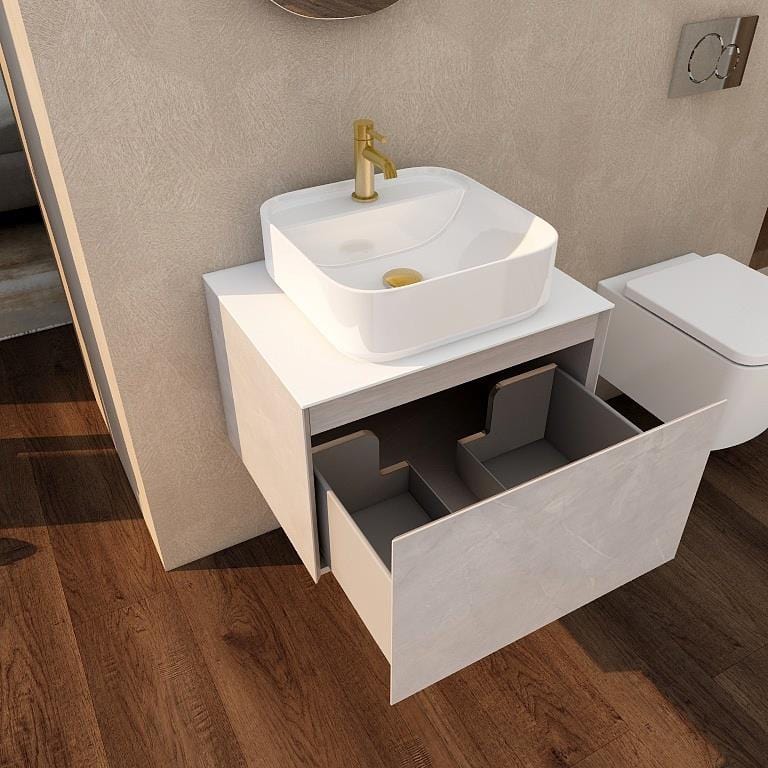 Aquarius Wall Mounted Unit Aquarius JF-Series 600mm Single Drawer Vanity Unit with Countertop