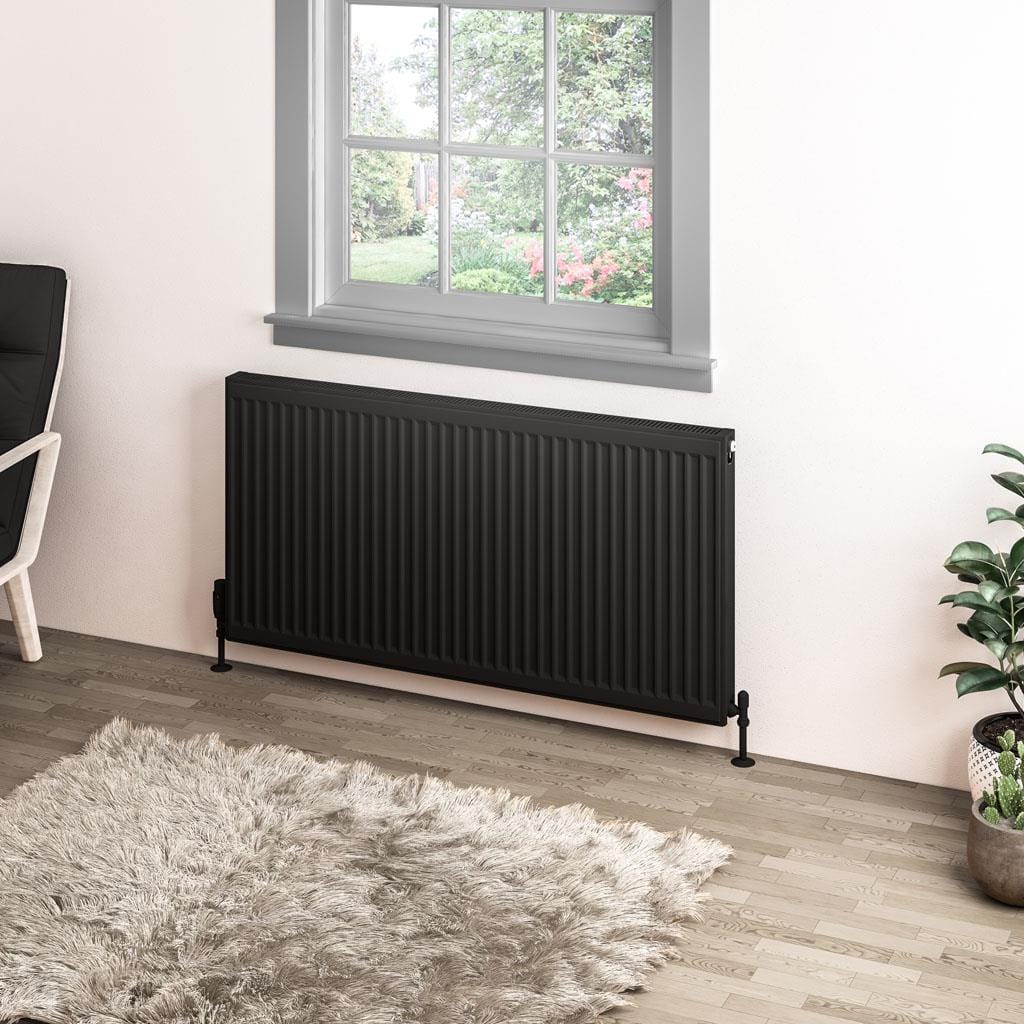 Aquarius Bathrooms Bathroom Heating 600 x 1200 Aquarius Type 11 Compact Panel Radiator In Matt Black