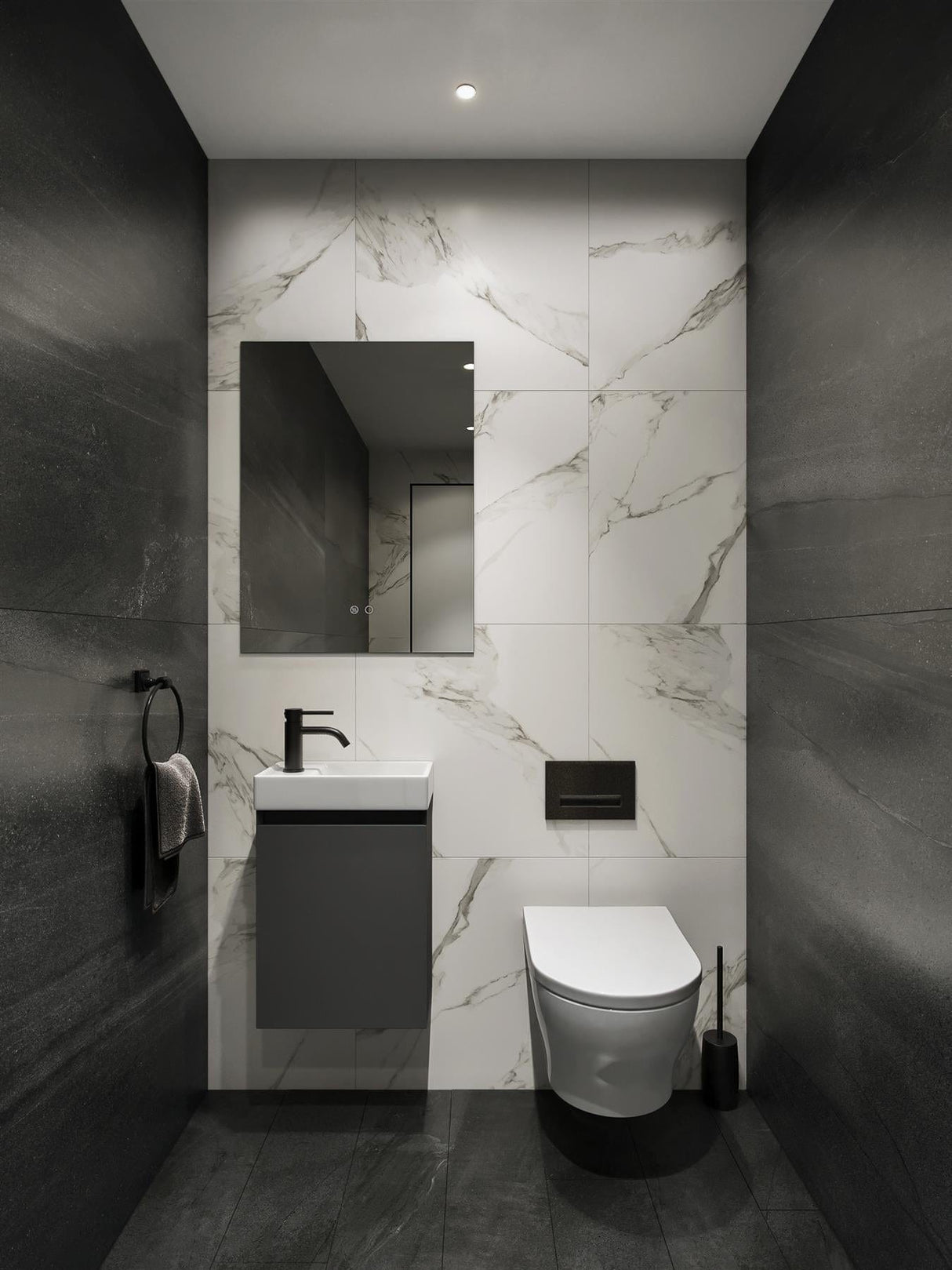 Tissino Wall Mounted Unit Aquarius Monsoon Cloakroom Unit with Basin - 500 x 390 - Wall Mounted - One Door