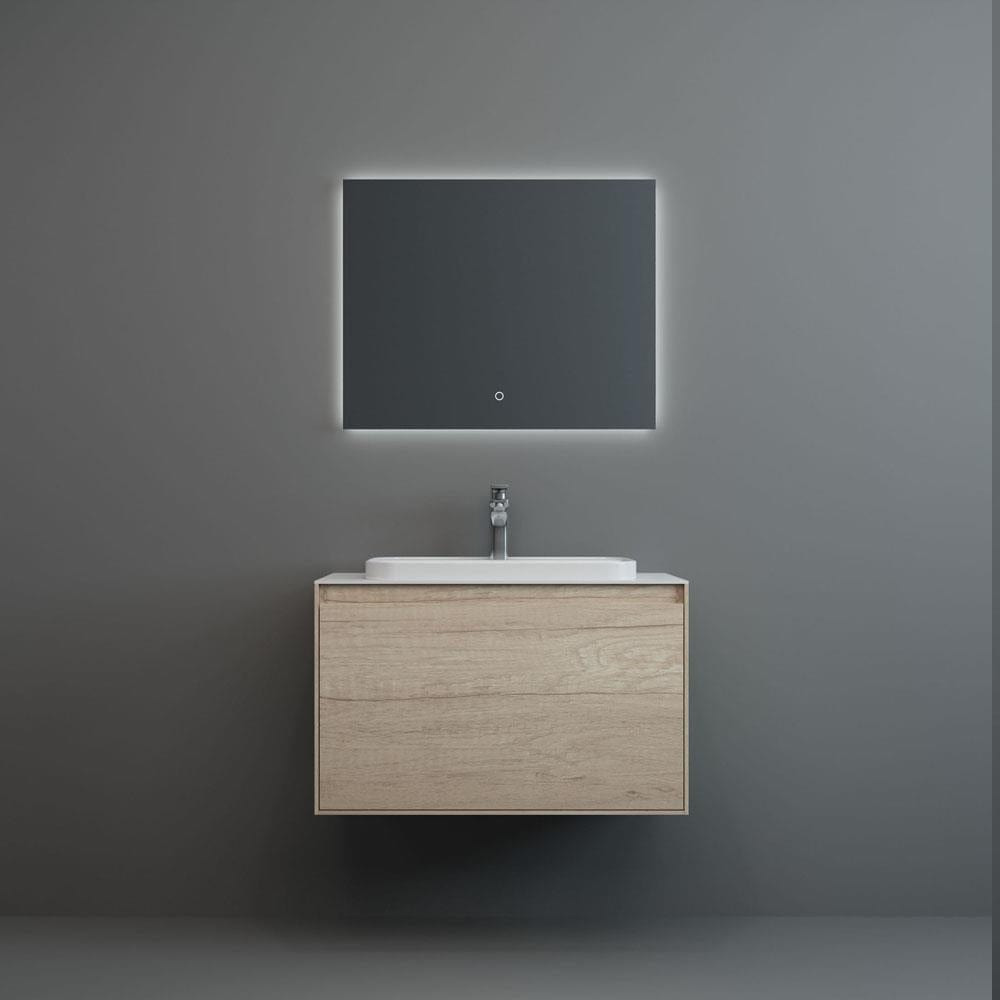 Aquarius Wall Mounted Vanity Unit Natural Oak / Solid White Aquarius KF-Series One Drawer 800mm Vanity Unit with Countertop