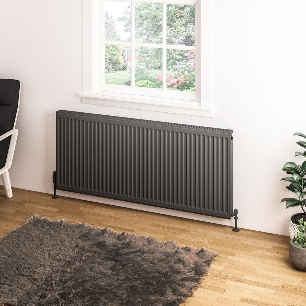 Aquarius Bathrooms Type 11 600 x 1400 Aquarius Type 11 Compact Panel Radiator In Matt Anthracite