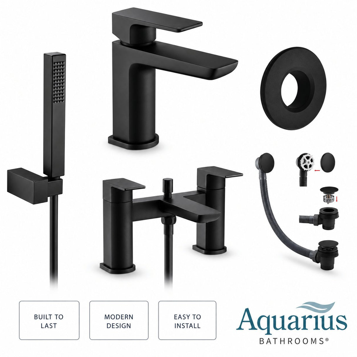 Aquarius Hydro Complete Bath Brassware Pack with Basin Mixer, Bath and Shower Mixer