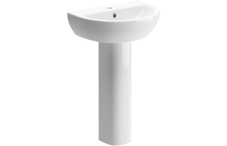 Aquarius Bathrooms Pedestal Basin Aquarius Willow 550mm 1TH Basin With Full Pedestal AQWW1164