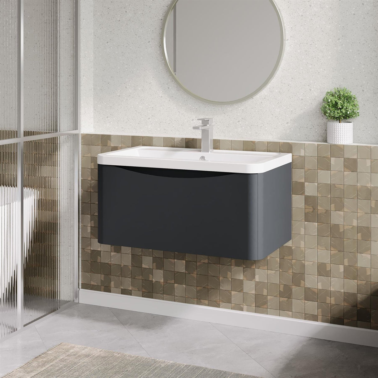 Aquarius Bathrooms Wall Mounted Vanity Unit Aquarius Seren 800mm Wall Mounted One Drawer Vanity Unit with Basin