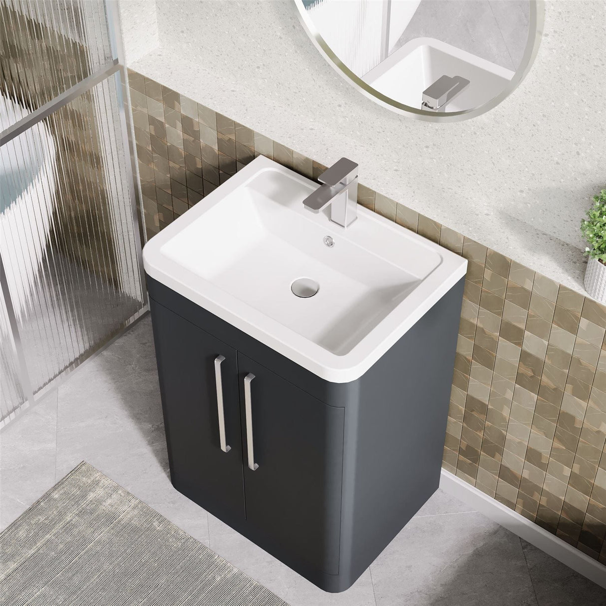Aquarius Floor Standing Vanity Unit Aquarius Perth 600mm 2 Door Floor Standing Vanity Unit with 1 Tap Hole Basin