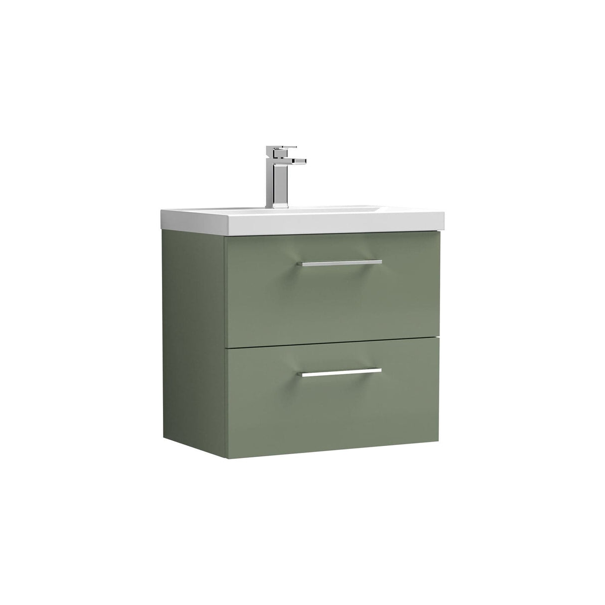 Aquarius Wall Mounted Vanity Unit Aquarius Brisbane 600mm Wall Hung 2 Drawer Vanity Unit with 1 Tap Hole Mid Edge Basin