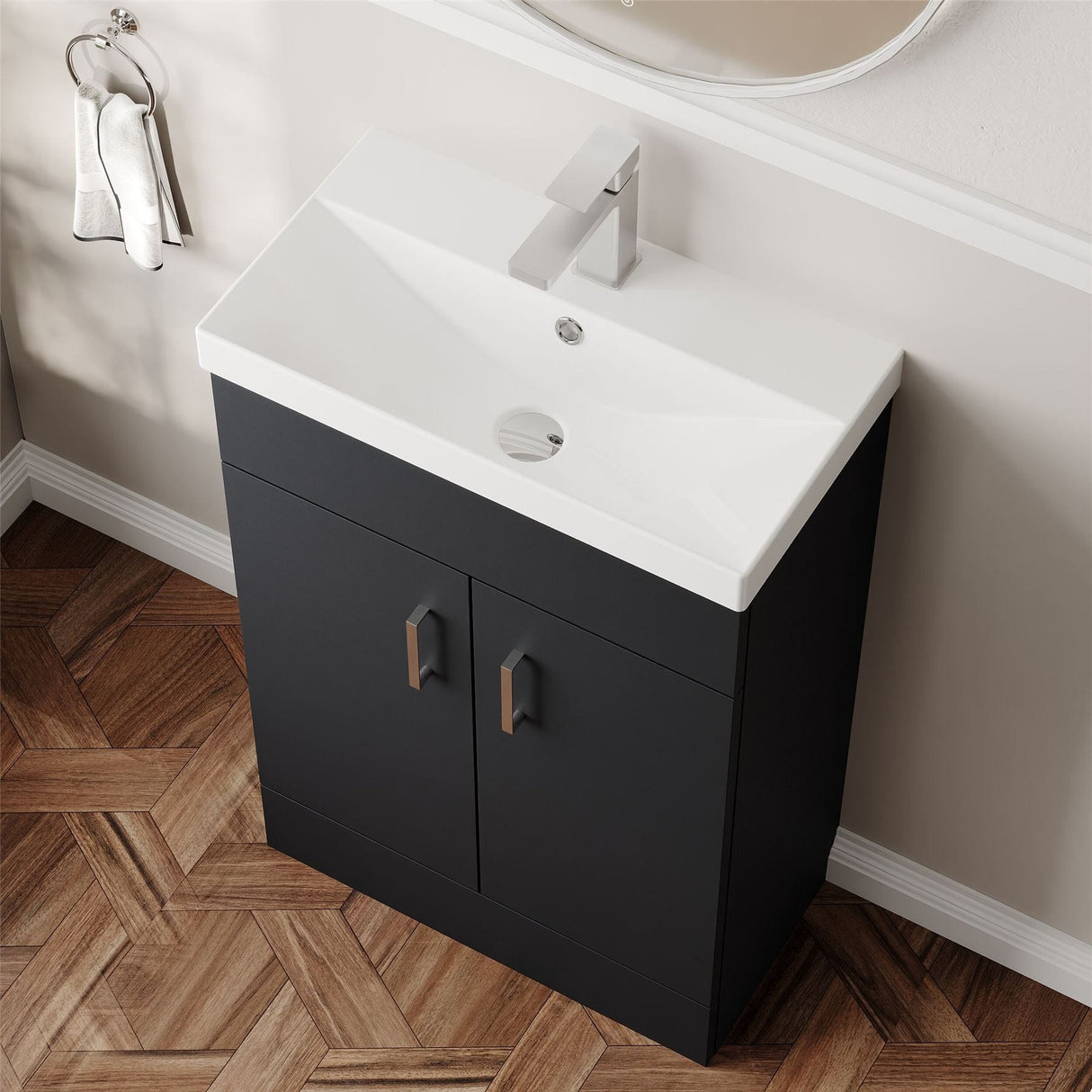 Aquarius Cloakroom Vanity Unit Aquarius Hoban 550mm Compact Floor Standing 2 Door Cloakroom Vanity Unit with 1 Tap Hole Basin