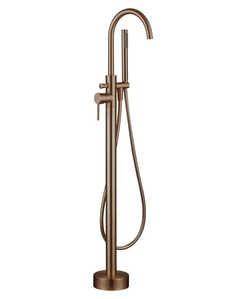 Aquarius Bathrooms Freestanding Bath Filler Brushed Bronze Aquarius RF-Series Floor Standing Bath Shower Mixer with Shower Kit