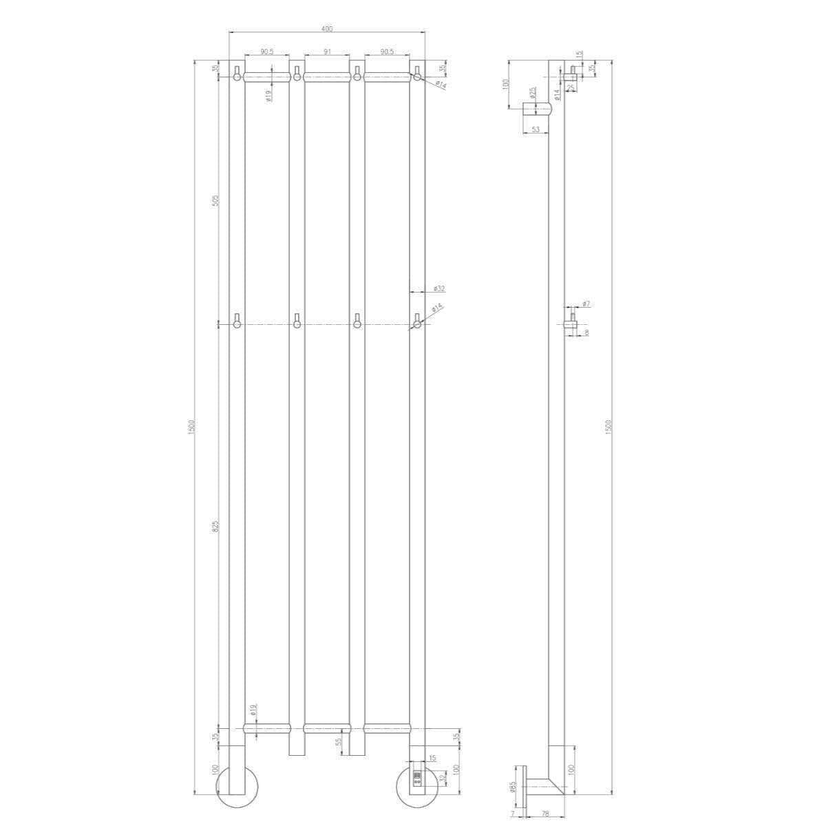 Aquarius Bathrooms Heated Towel Rails Aquarius DigiTherm Solara Dry Electric Radiator with LCD Display