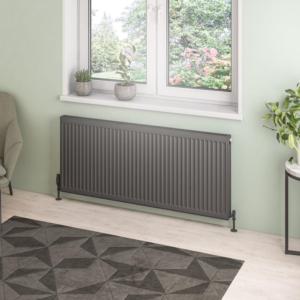 Aquarius Bathrooms Bathroom Heating 600 x 1400 Aquarius Type 21 Compact Panel Radiator In Matt Anthracite
