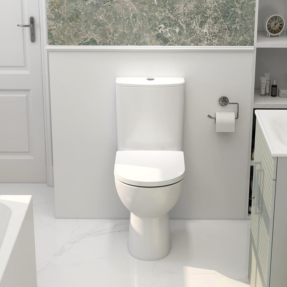 Aquarius Bathrooms Close Coupled Toilet Aquarius Ricardo Rimless Short Projection Comfort Height C/C Complete Set AQRC10176CPS