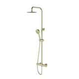 Aquarius Bathrooms Bar Shower Kit Brushed Brass Aquarius RainLux Eco Round Adjustable Exposed Bar Shower System