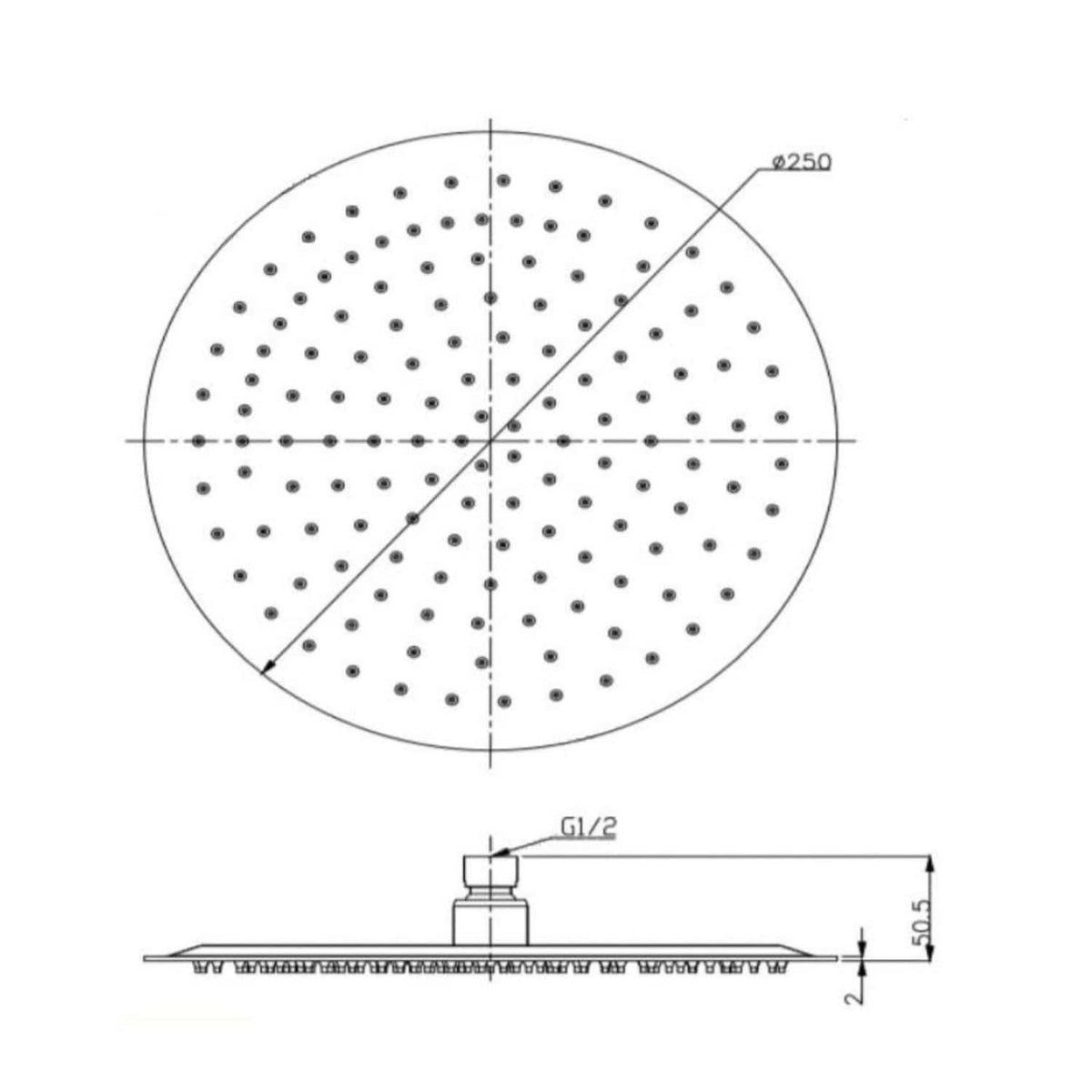 Aquarius Bathrooms Fixed Shower Head Aquarius RainLux Round Slim Shower Head