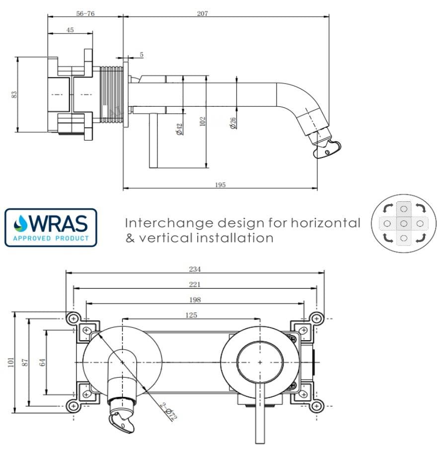 Aquarius RF-Series EZ-BOX Wall Mounted Basin Mixer Tap