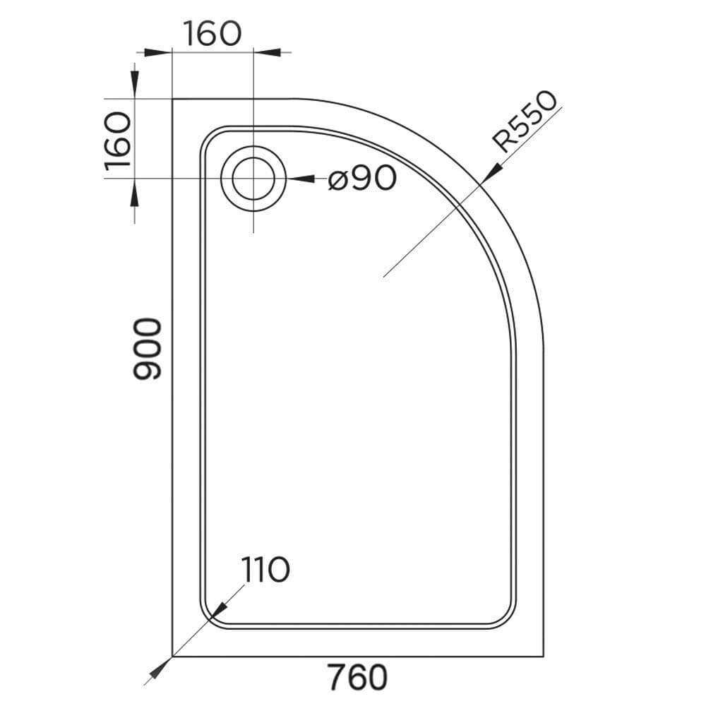 Aquarius Bathrooms Quadrant Shower Tray 900x760mm / Right Handed Aquarius Urbano 45mm Offset Quadrant Stone Resin Anti Slip Shower Tray