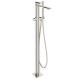 Aquarius Bathrooms Freestanding Bath Filler Brushed Metallic Aquarius Varda Floor Standing Bath Shower Mixer with Shower Kit