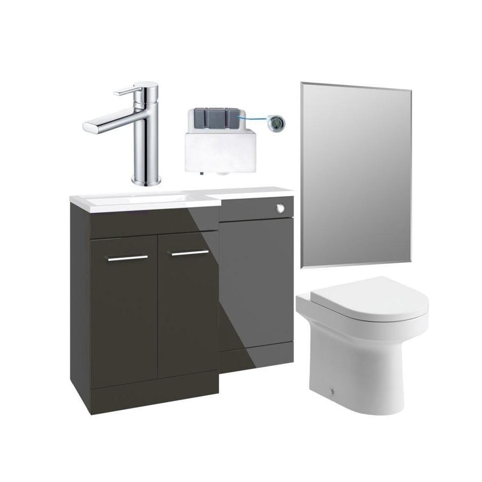 Aquarius Bathrooms Vanity Unit Suite Anthracite Gloss / Left Hand Aquarius Urbano Premium 1000mm Vanity Unit  Suite (with Back to Wall Toilet)