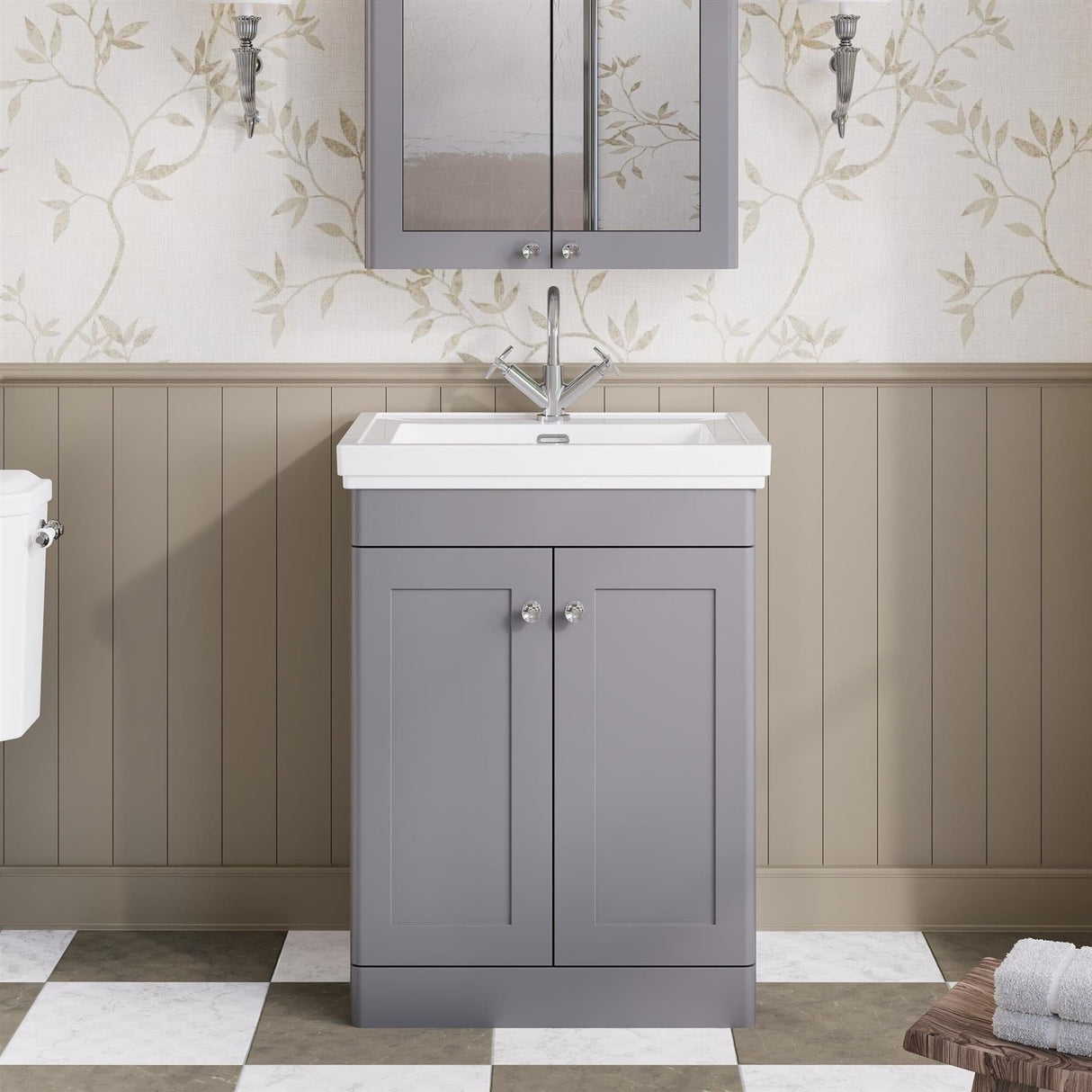 Aquarius Bathrooms Floor Standing Vanity Unit Grey / 1 Aquarius Leighton 500mm Floor Standing Two Door Vanity Unit with Basin