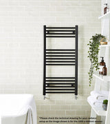 Aquarius Bathrooms Ladder Rail 1200 x 500mm Aquarius Noir High Output Ladder Towel Rail Matt Black