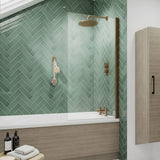 Aquarius Bathrooms Bath Screen Brushed Bronze Aquarius LevAqua Straight 6mm Hinged Bath Screen 1400 x 800mm