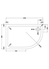 Aquarius Bathrooms Quadrant Shower Tray 1200x800mm / Right Handed Aquarius Urbano 45mm Offset Quadrant Stone Resin Anti Slip Shower Tray