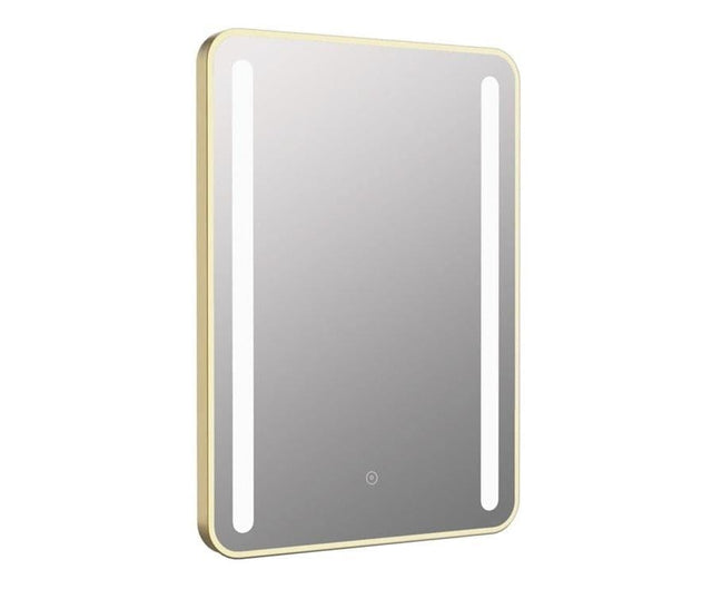 Aquarius Bathrooms Illuminated Mirror Aquarius Reflect 500 x 700mm Rounded LED Mirror with Brushed Brass Trim AQRF0130