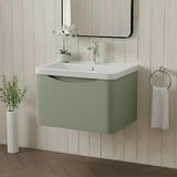 Aquarius Bathrooms Wall Mounted Vanity Unit Green Aquarius Seren 600mm Wall Mounted One Drawer Vanity Unit with Basin