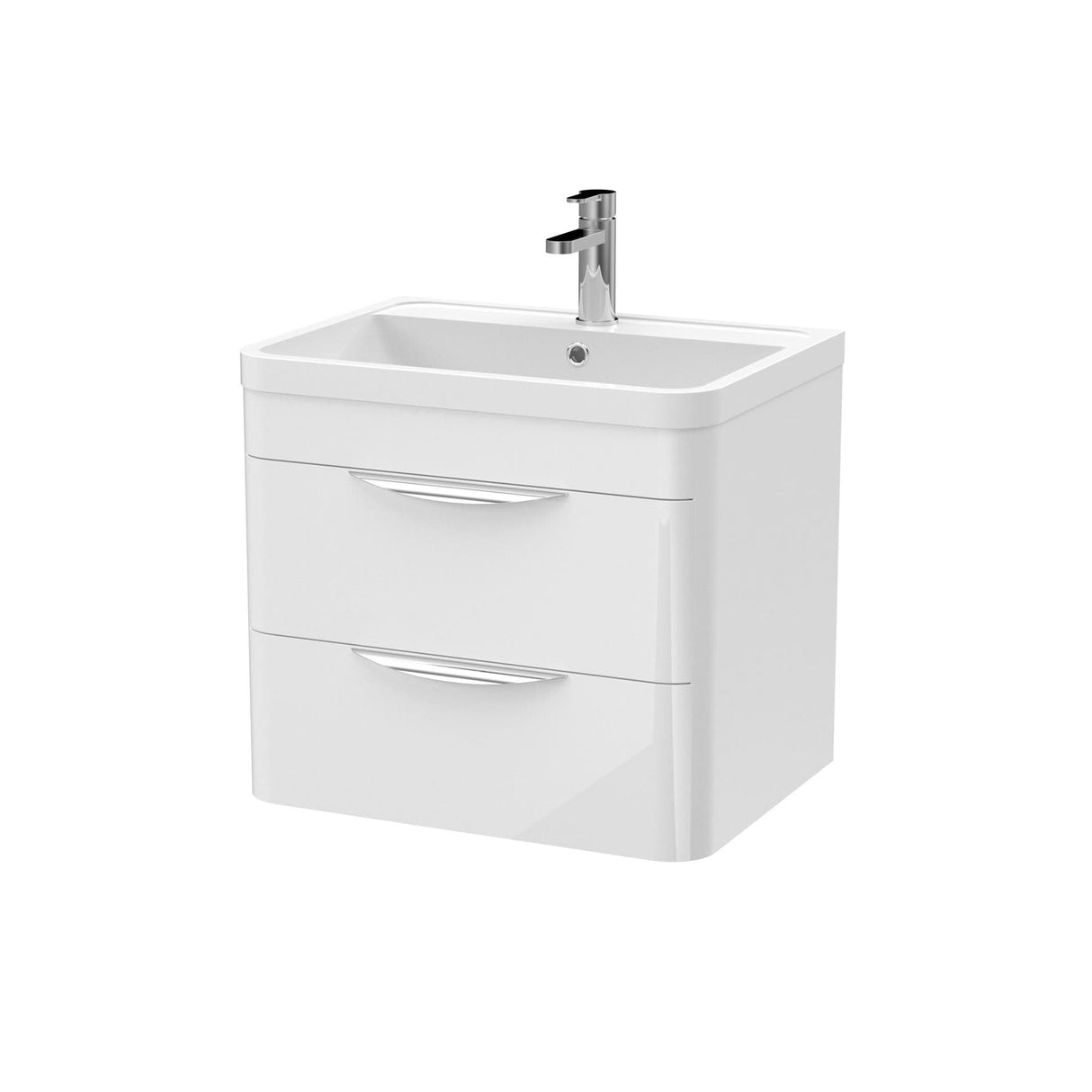 Aquarius Bathrooms Wall Mounted Vanity Unit Aquarius Perth 600mm 2 Drawer Wall Mounted Vanity Unit with 1 Tap Hole Basin