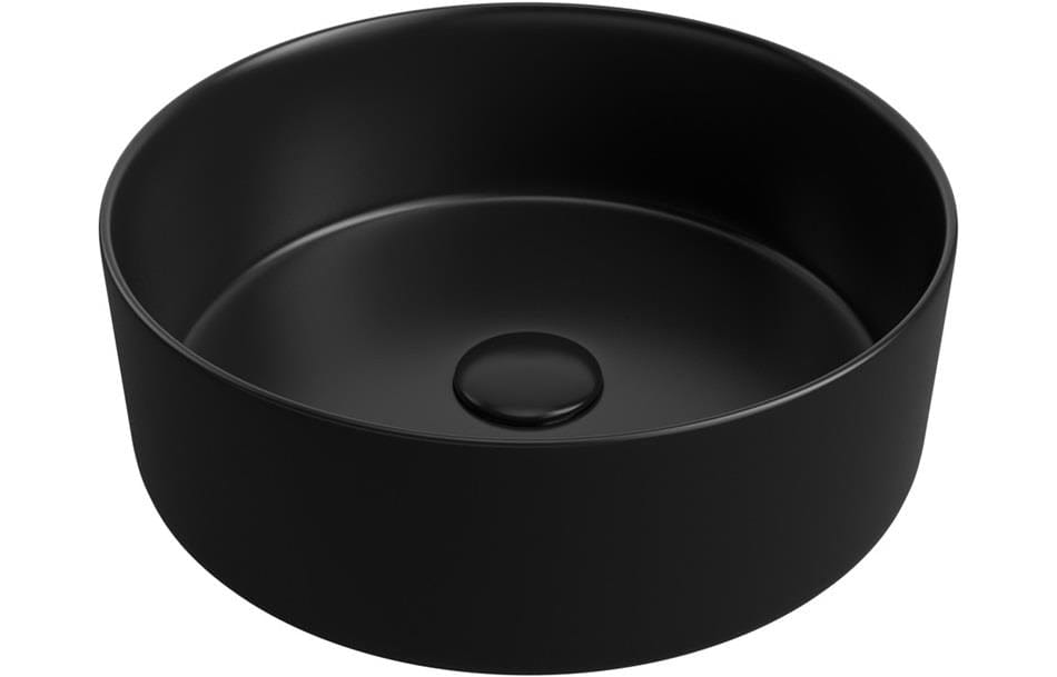 Aquarius Bathrooms Countertop Basin Aquarius V-Series 2 Round 0TH Vessel Wash Bowl 355mm Matt Black AQVS0044
