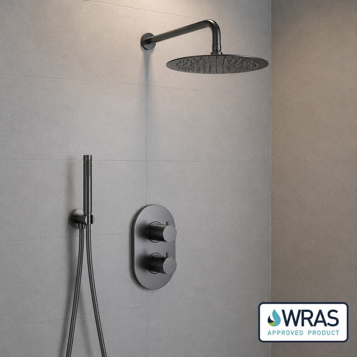 Aquarius Bathrooms Concealed Shower Set Aquarius RainLux Round 2 Outlet Shower Set with Shower Head and Single Function Handset