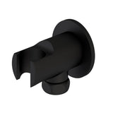 Aquarius Bathrooms Round Elbow Aquarius Modern Round Wall Elbow & Shower Handset Holder Matt Black AQ601018