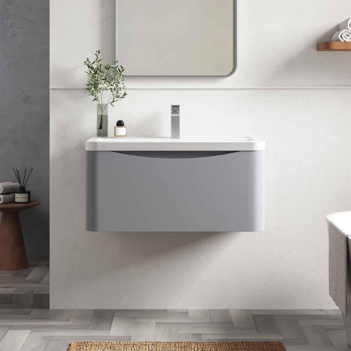 Aquarius Bathrooms Wall Mounted Vanity Unit Aquarius Seren 800mm Wall Mounted One Drawer Vanity Unit with Basin