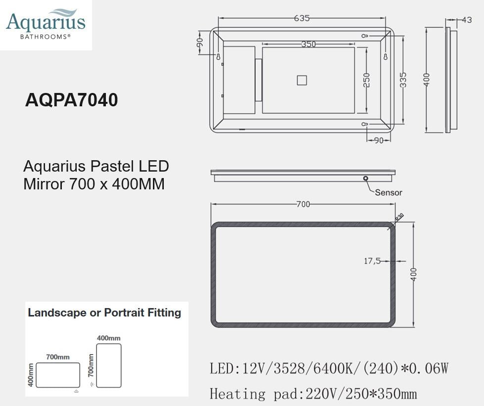 Aquarius Pastel LED Illuminated Mirror
