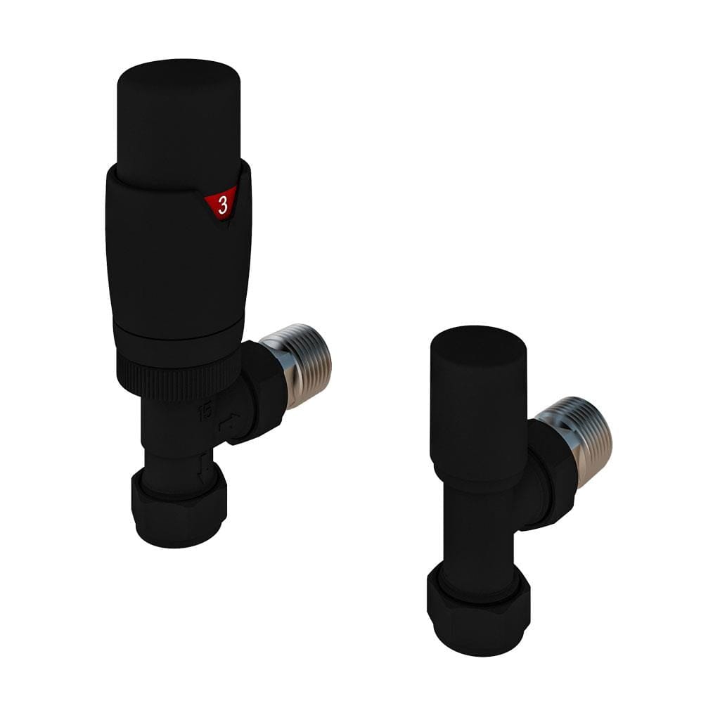 Aquarius Bathrooms Radiator Valve Aquarius Bi-Directional TRV Angled Radiator Valve Matt Black AQ540018