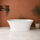 Aquarius Bathrooms Freestanding Bath Aquarius Como Freestanding Roll Top Stone Bath in Gloss White - 1672 x 830mm