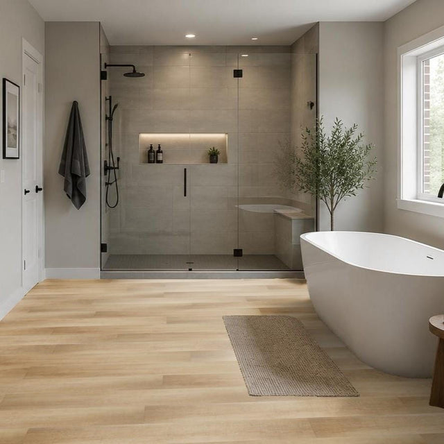 Aquarius Bathrooms Click Flooring Aquarius Noto Vinyl Wood Click Flooring in Light Oak | 100% Waterproof | SPC Rigid Core | Built-In Underlay